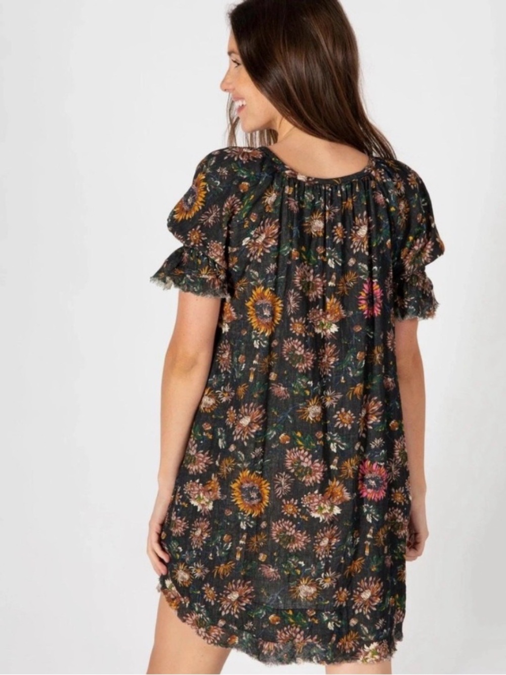 NATURAL LIFE Dark Floral Short Dress - Picture 3 of 8